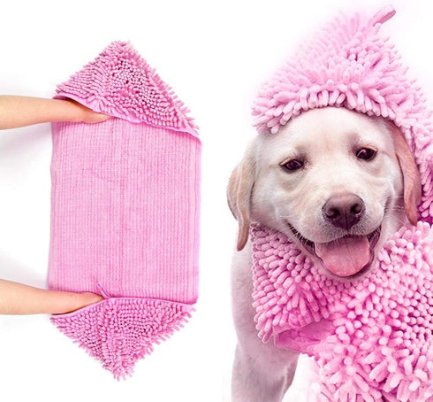Dog Towel - Microfiber Super Shammy Quick Dry Bath Towels for Small, Medium, Large Dogs and Cats (Medium, Pink)