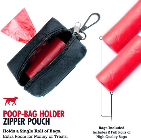 2 Tuff Pupper Dog Poop Bag Holder | Works with Any Dog Leash | Zippered Waste Bag Dispenser | Waterproof