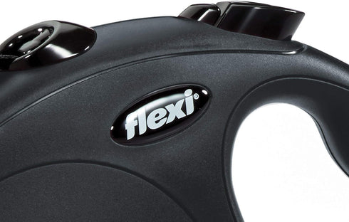 Flexi New Classic Retractable Dog Leash (Tape), 16 ft, Large, Black