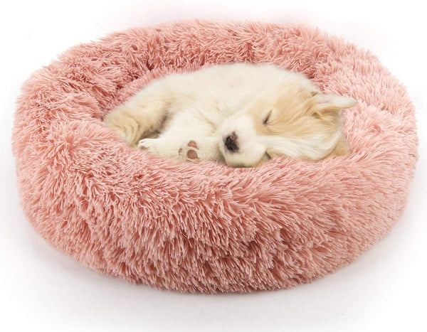 NOYAL Calming Dog Bed Donut - Anti-Anxiety Fluffy Dog Bed for Small and Medium Dogs and Cats