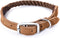 Mile High Life Rope Dog Collar - Durable Braided Cotton with Genuine Leather and Metal Pin Buckle for Medium Dogs (Dark