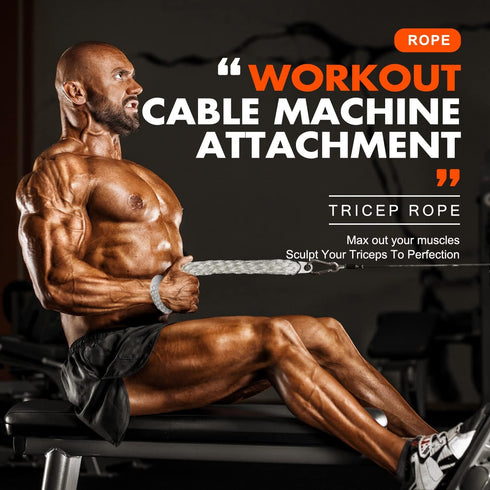 HPYGN Tricep Rope Cable Machine Attachment Set - LAT Pulldown Accessories for Home Gym Exercise