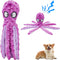 Squeak Dog Toy, 12.5In Plush Octopus with Crinkle Paper and Squeaky Inside, No Stuffing for Indoor Dogs (Purple)