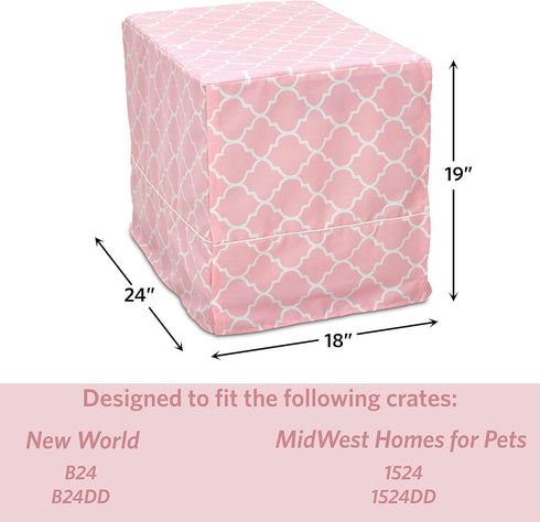 New World Pet Products Dog Crate Cover, Teflon Fabric Protector for Midwest 24-Inch Dog Crates, Pink Pattern