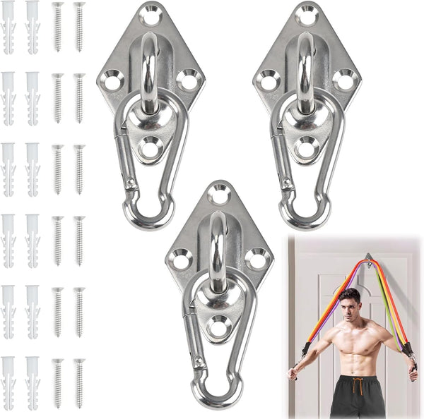 Wall Mount Workout Anchors with Hook, 3PCS Space Saving Equipment for Resistance Bands and Suspension Training