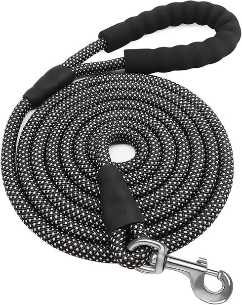 30 Feet Heavy Duty Reflective Dog Leash with Padded Handle - Long Line Check Cord Rope for Large, Medium, Small Dogs
