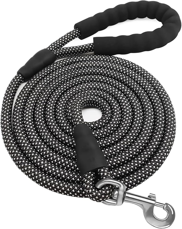30 Feet Heavy Duty Reflective Dog Leash with Padded Handle - Long Line Check Cord Rope for Large, Medium, Small Dogs