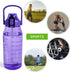 Motivational Half Gallon/64oz Water Bottle - Leak-Proof Tritan Jug with Straw & Time Marker for Fitness