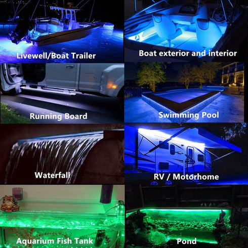 ROLiGHTiC 12V 4FT IP68 Marine Submersible Boat LED Strip Lights, Waterproof Underwater Led Lights, Boat Interior Light