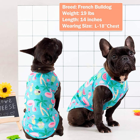 KYEESE 2 Pack Medium Dog Shirts, Hawaii Soft Tank Top Sleeveless Vest, Flamingo Pattern, X-Large, UPF 50+