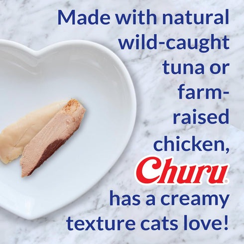 INABA Churu Cat Treats: Grain-Free, Lickable Tuna with Chicken Recipe, 0.5 Ounces Each Tube, 24 Tubes