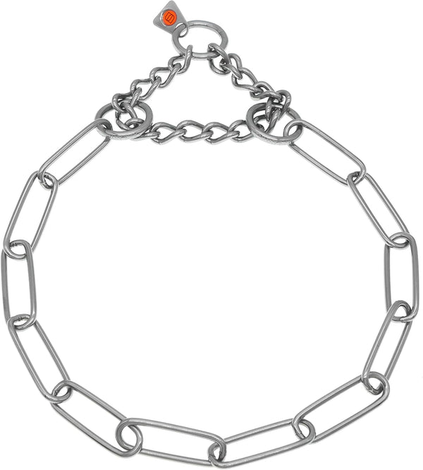 Herm Sprenger Stainless Steel Fur Saver Dog Collar, Long Link Professional Training Collar for Medium Large Dogs