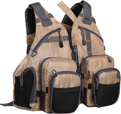 Lightweight Fly Fishing Vest with Multi Pockets - Adjustable Size Mesh Fishing Backpack for Men and Women