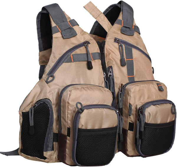 Lightweight Fly Fishing Vest with Multi Pockets - Adjustable Size Mesh Fishing Backpack for Men and Women