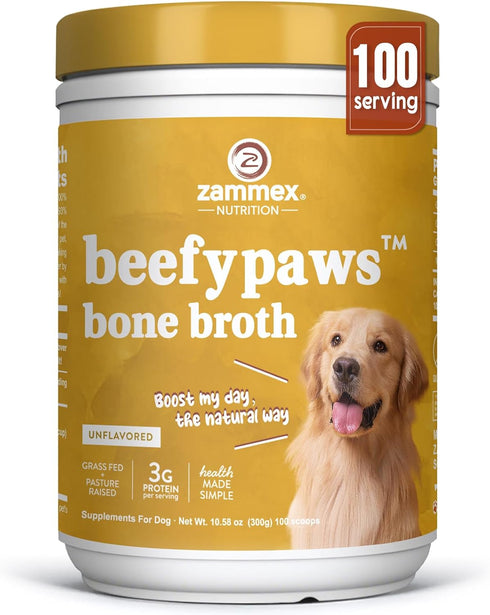 Zammex Grass-Fed Beef Bone Broth Protein Powder for Dogs & Cats -