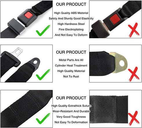 Universal 2 Point Adjustable Seat Belt Harness Kit for Go Kart, Club Golf Cart in Black (54-Inch with Installation