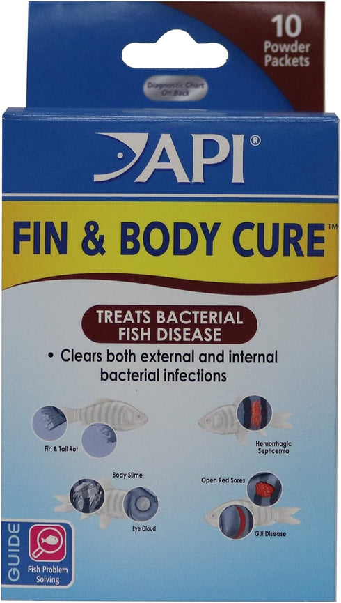 API FIN & BODY CURE Freshwater Fish Powder Medication, 10-Count Box
