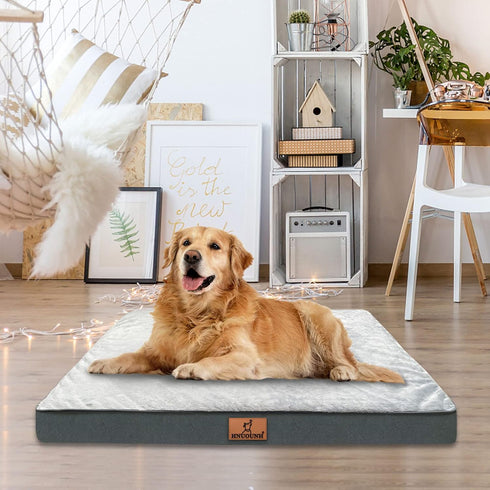 Orthopedic Waterproof Dog Bed for Medium, Large, Extra Large Dogs, Egg Foam Pet Bed with Washable Cover, Grey XL