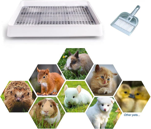 22x18 inches Petlex Rabbit Litter Box with Grate, Extra Large Rabbit Litter Pan for Cage, Bunny Restroom Litter Tray