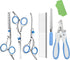 Dog Grooming Scissors Kit - Includes Curved, Thinning, Straight Scissors, Comb, Nail Clippers for Small Dogs & Puppies
