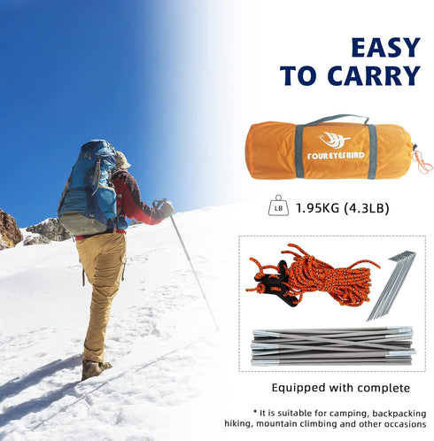 Single Backpack Tent 7.2 × 4 × 4 Feet, Waterproof Camping and Hiking Tent for One Person, Light and Durable