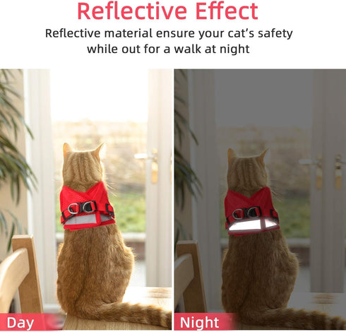 Red Cat & Dog Vest Harness - All Weather Mesh, Reflective Strap, Adjustable Step-in Harness for Small Pets, Red, S