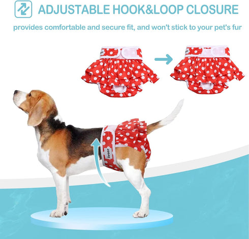 3 Pack Avont Washable Female Dog Diapers, Reusable Period Diapers Cover for Girl Doggies Heat Cycle, Incontinence
