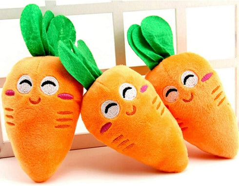 1Pc Orange Soft Puppy Chew Toy, Cute Carrot Plush Squeaker for Dog Cat Birthday Xmas Gifts