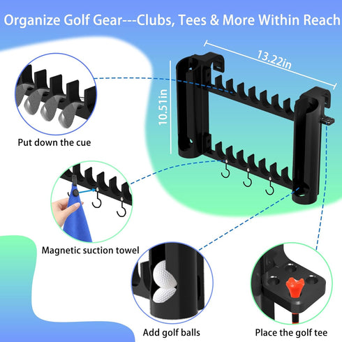JunSenx 16-Club Golf Stroller Attachment - Stroller Golf Caddy & Golf Club Holder, PETG Safe & Capacity, Fits