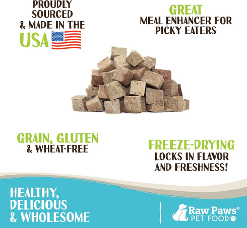 Raw Paws Freeze Dried Beef Liver Dog & Cat Treats, 8-Ounce, Made in USA, Small Liver Bites for Training & Diabetic Dogs