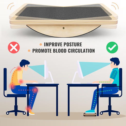 Professional Balance Board for Adults - Anti-Slip 350LBS Wobble Board for Physical Therapy Standing Desk Core Strength