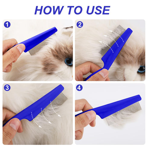 2 Packs Pet Hair Comb, 2 in 1 Multifunctional Pet Hair Comb for Grooming and Dehairing Face and Paws (Blue)