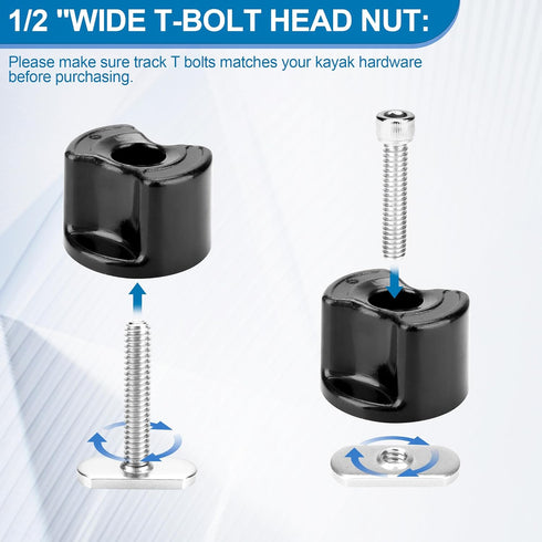 Kayak Track/Rail Mount Accessories, Hardware Kit with Convertible Knobs, T Bolts, Track Nuts, and Screws