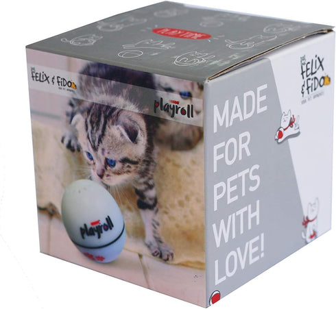 Playroll! Robotic Self Spinning Ball Toy for Cats and Dogs - Built-in Catnip Chamber, LED Light, Auto Sleep Function