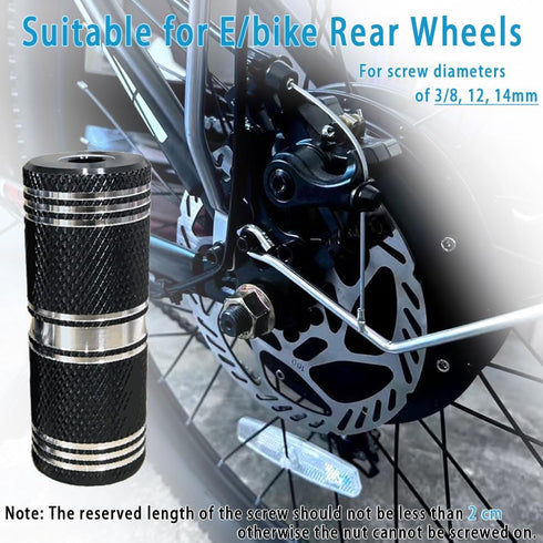 Wheelie No Thread Pegs Aluminum Alloy 105mm for 14mm and 12mm, 3/8 Inch E/Bike Axles