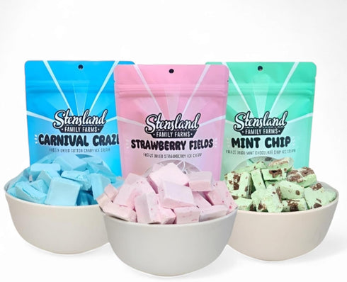 Stensland Family Farms (1.5oz) Stensland Freeze Dried Ice Cream Strawberry, Cotton Candy, Mint Chip. (Strawberry)