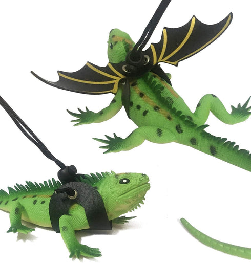 KUDES Adjustable Bearded Dragon Leather Harness Leash, S/M/L 3 Chest Pack with Cool Wings for Small Pet Animals