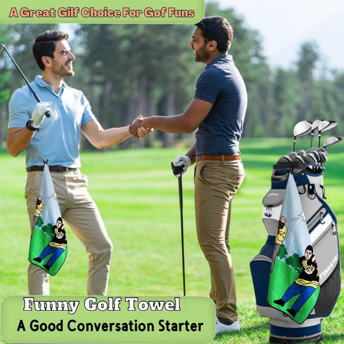 Funny Golf Towel, Printed Towels for Golf Bags with Clip, Birthday Gifts for Golf Fan - Just Tap It In