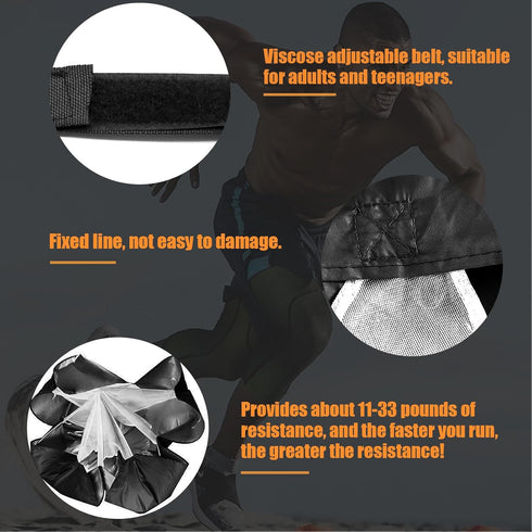 Running Speed Training - 56 Inch Resistance Parachute for Sprint Chute Soccer Football Speed Drills