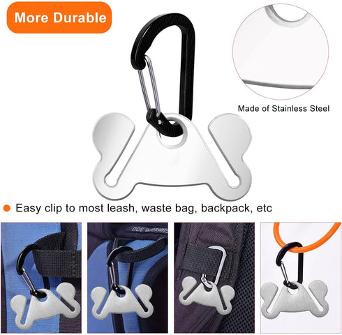 2PCS Dog Poop Bag Holder, Waste Holder for Dispenser Carrier, Hands-Free Metal