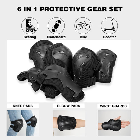 Roller Skate Pads, Adult Knee and Elbow Pads for Roller Skating, Wrist Guards, Protective Gear for Men and Women