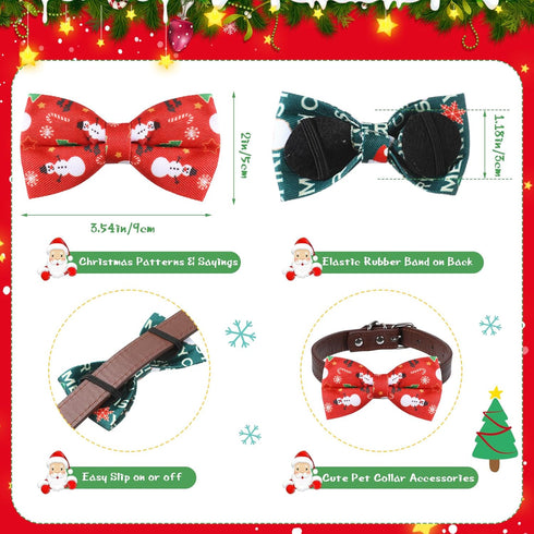 60 Pcs Christmas Dog Collar Bow Ties Bulk, Warm Snowman Detachable Bowties for Small Medium Large Dogs, Cat Grooming