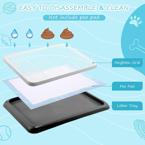 Puppy(Black,25.59 18.9 Inches,1 Mifoci Dog Pee Pad Holder Potty Tray Portable Dog Litter Box Toilet Training for Indoor