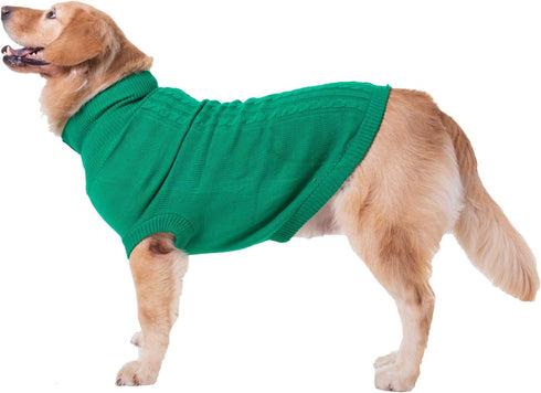 Dog Sweater - Warm Knitted Sweater for Small, Medium, Large Dogs, Cute Classic Coat for Girls and Boys (XXL, Green)