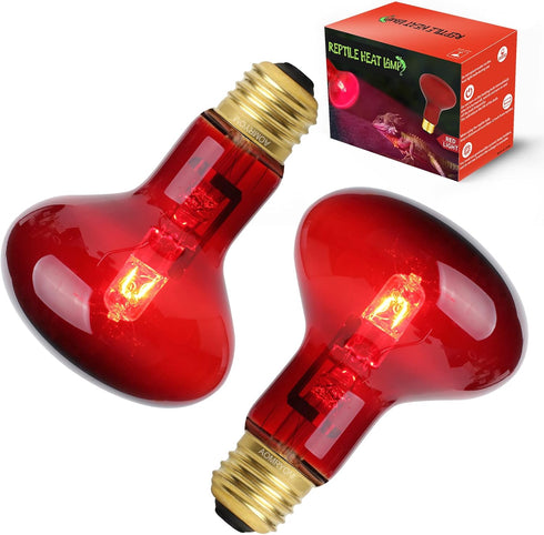 AOMRYOM 100W Infrared Heat Lamp Bulb, 2 Pack Red Light for Pet Lizards, Bearded Dragons, Snakes & Reptiles