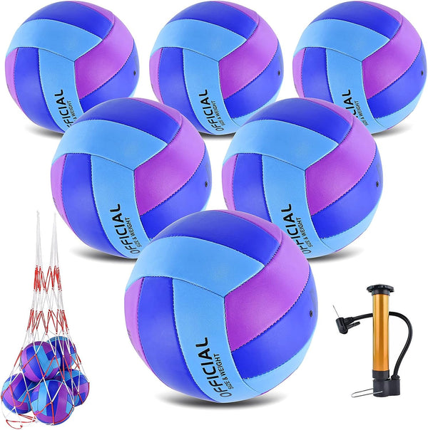6 Pack Volleyballs Official Size 5, Soft Bulk Recreational Volley Balls with
