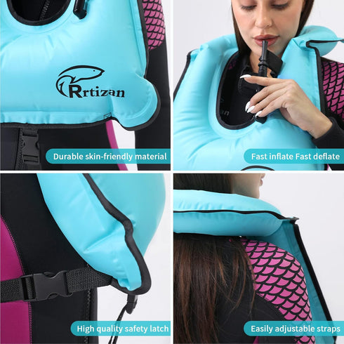 Rrtizan Portable Inflatable Swim Vest, Adults Buoyancy Aid Swim Jackets for Men & Women