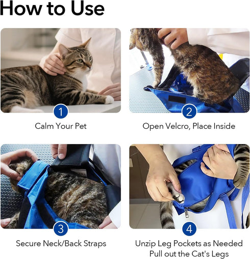 Trimming 17" 10" 8-12 lbs Pet Grooming Bag for Nail & Anti-Scratching Restraint Cat/Dog for Claw Care, Medical Exams, L