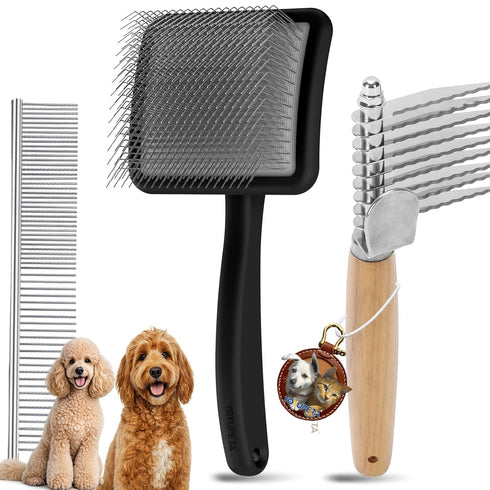 Large Slicker Brush for Dogs - Long Pin Deshedding Brush for Mats