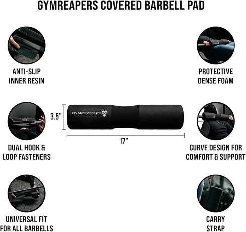 Gymreapers Barbell Squat Pad - Protective Bridge Pad for Hip Thrust, Squats, Lunges - Neck Protection, Hip Support